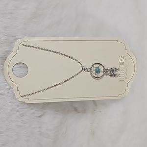 Little Things 18" Dream Catcher Silver/Turquoise Necklace